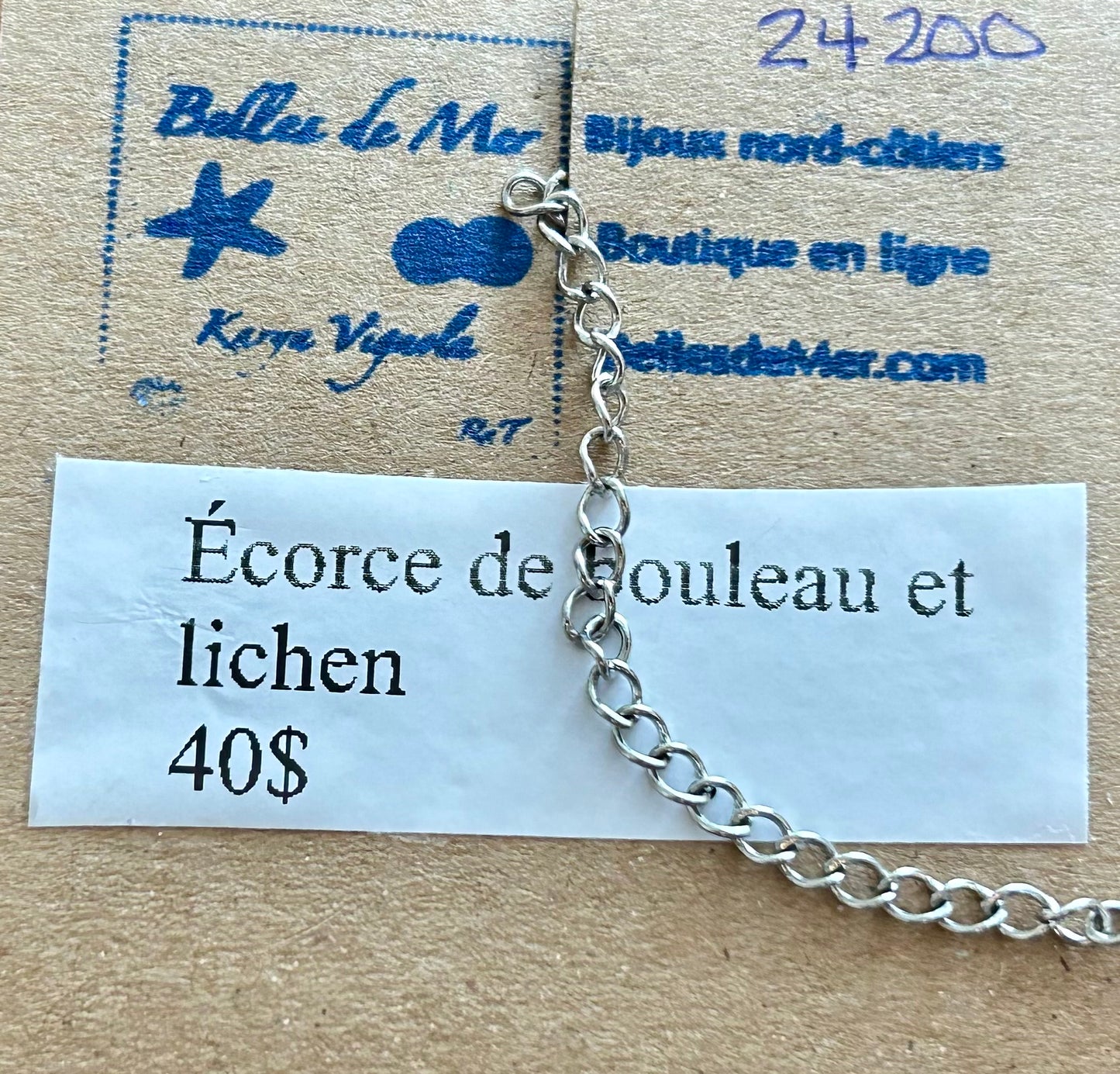 Bracelet écorce de bouleau et lichen