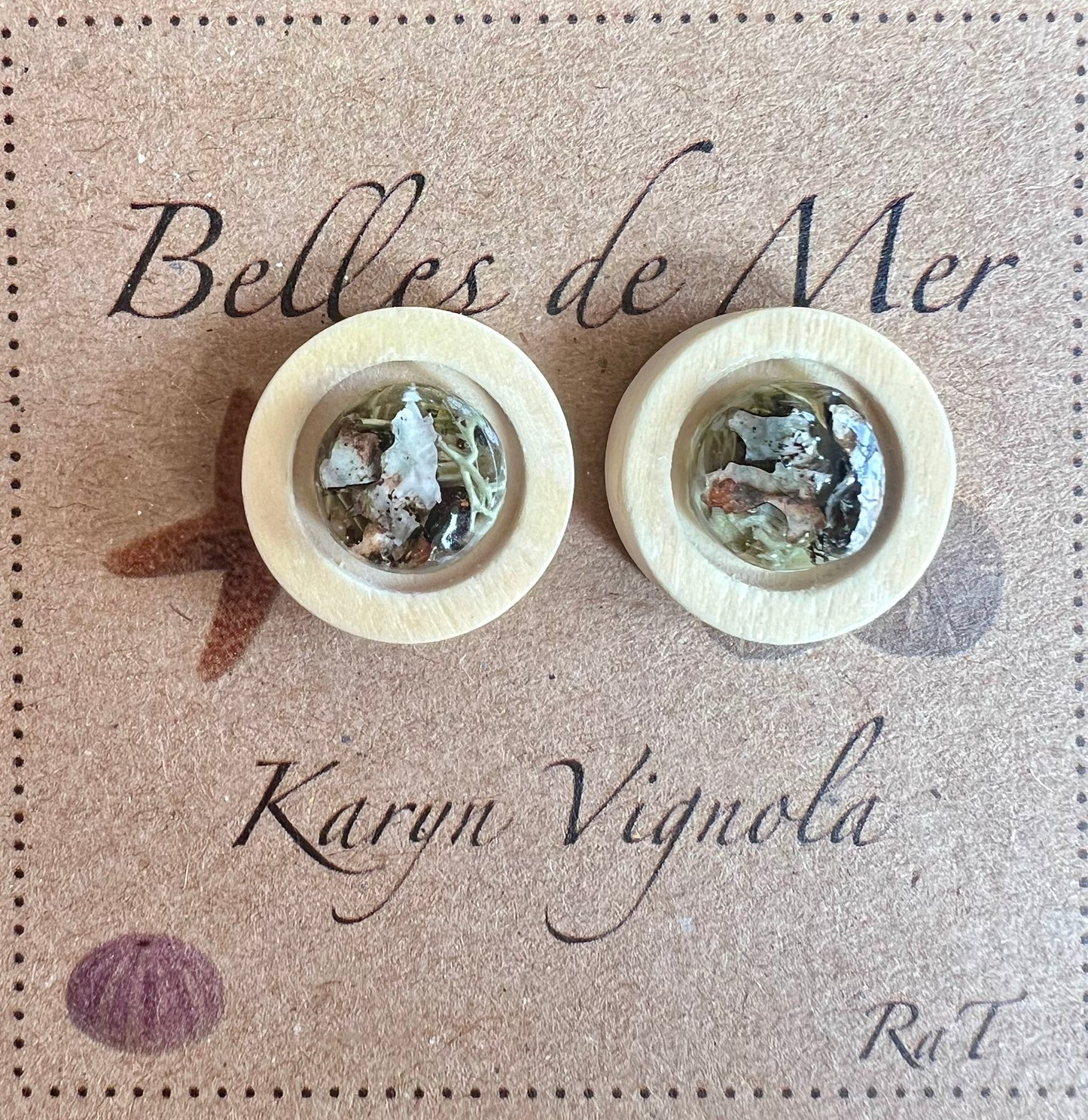 Boucles d’oreilles lichen et aiguilles de sapin