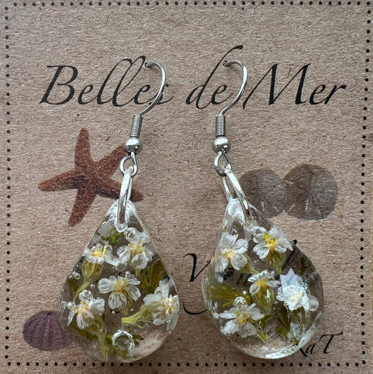 Boucles d’oreilles fleurs d’achillée millefeuille