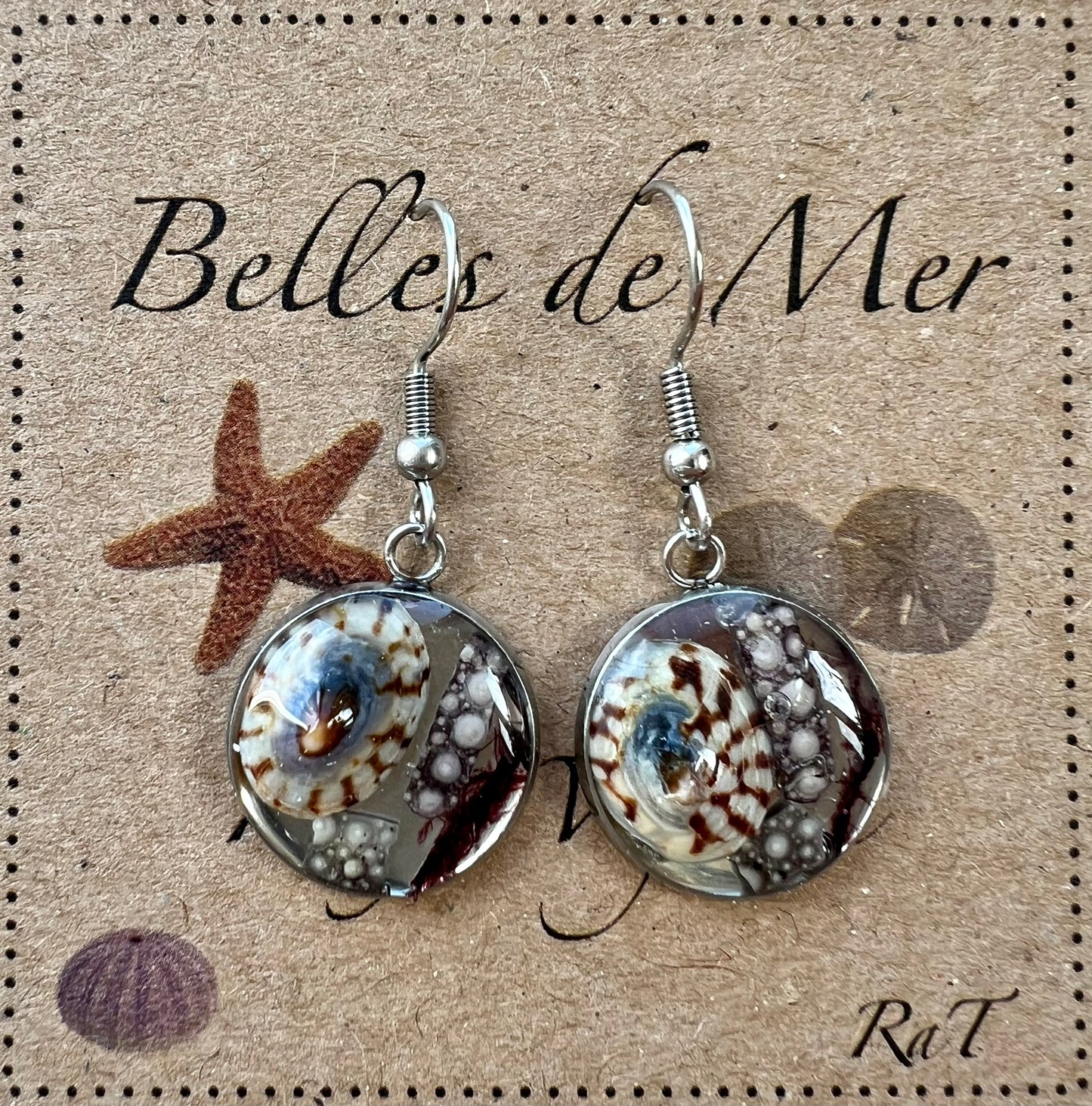 Boucles d’oreilles patelle du volcan et oursin