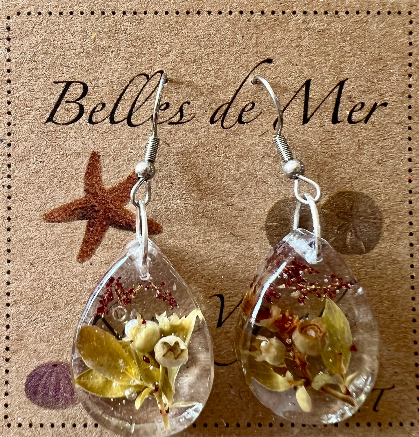 Boucles d’oreilles bourgeons de bleuets et petite oseille