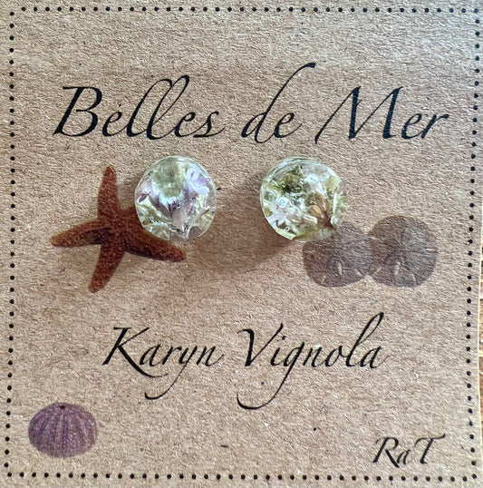 Boucles d’oreilles lichen et fleurs de thym