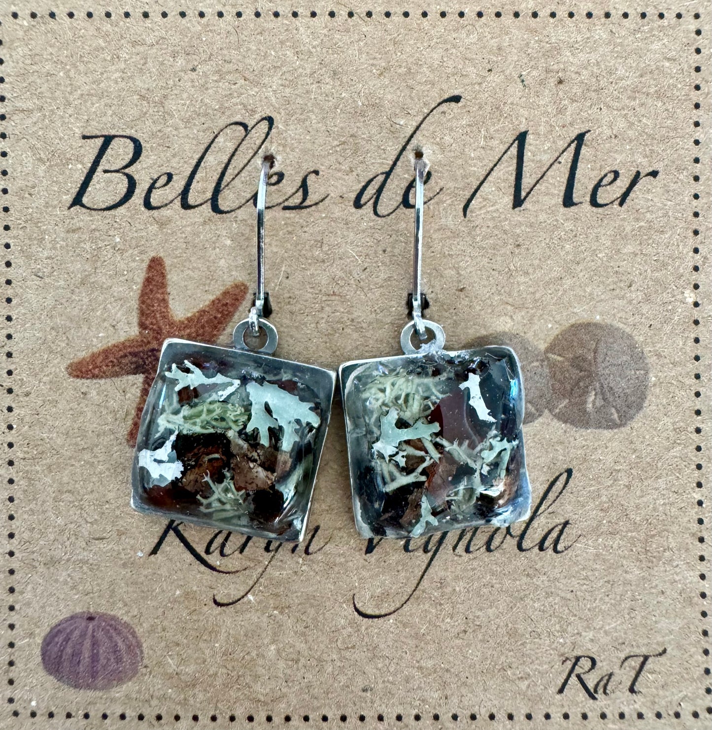 Boucles d'oreilles lichen et champignons