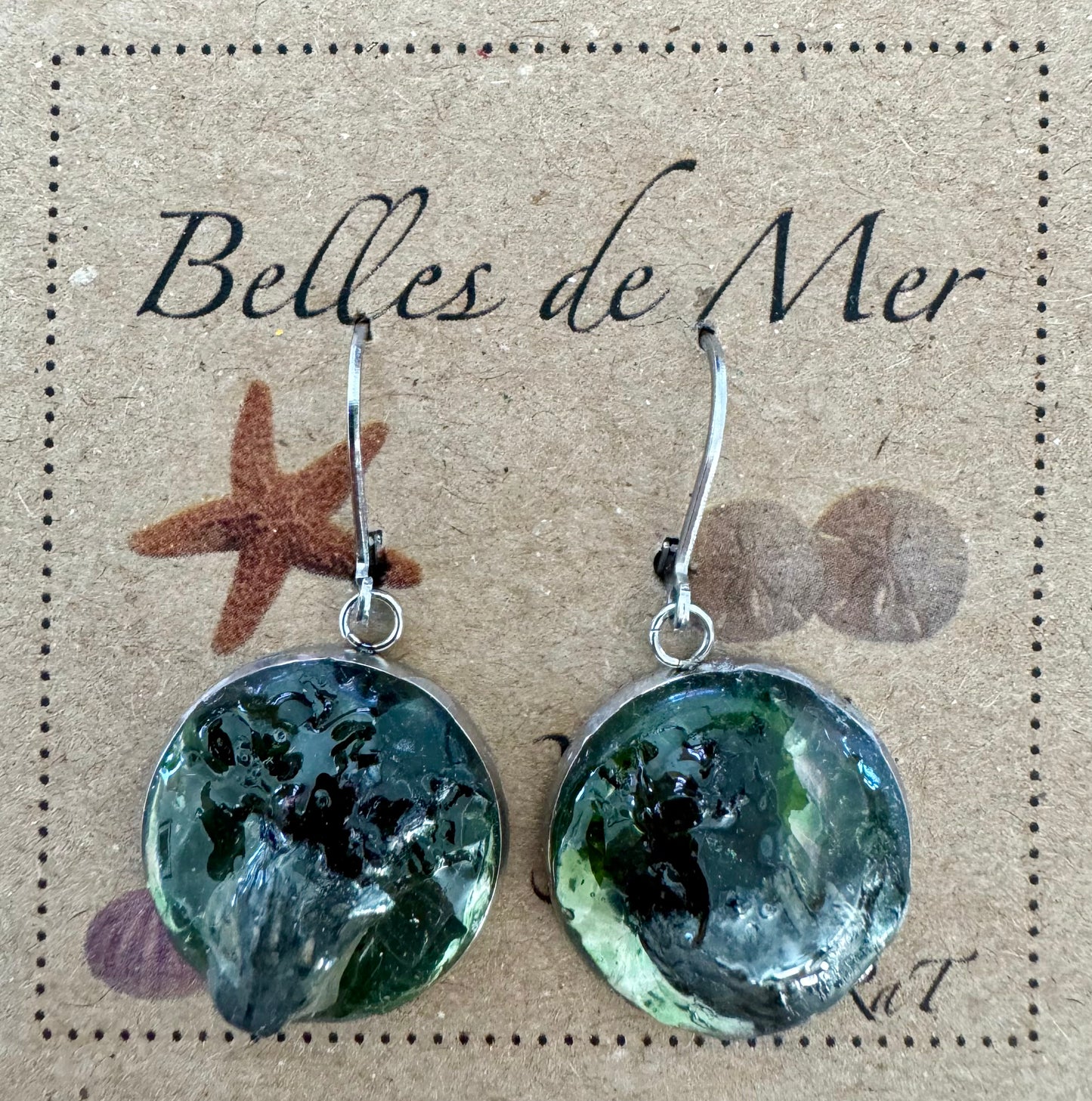 Boucles d'oreilles larmes de sirènes, balanes et algues