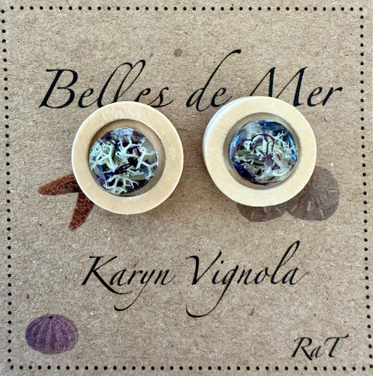 Boucles d'oreilles lichen et fleur de bleuet