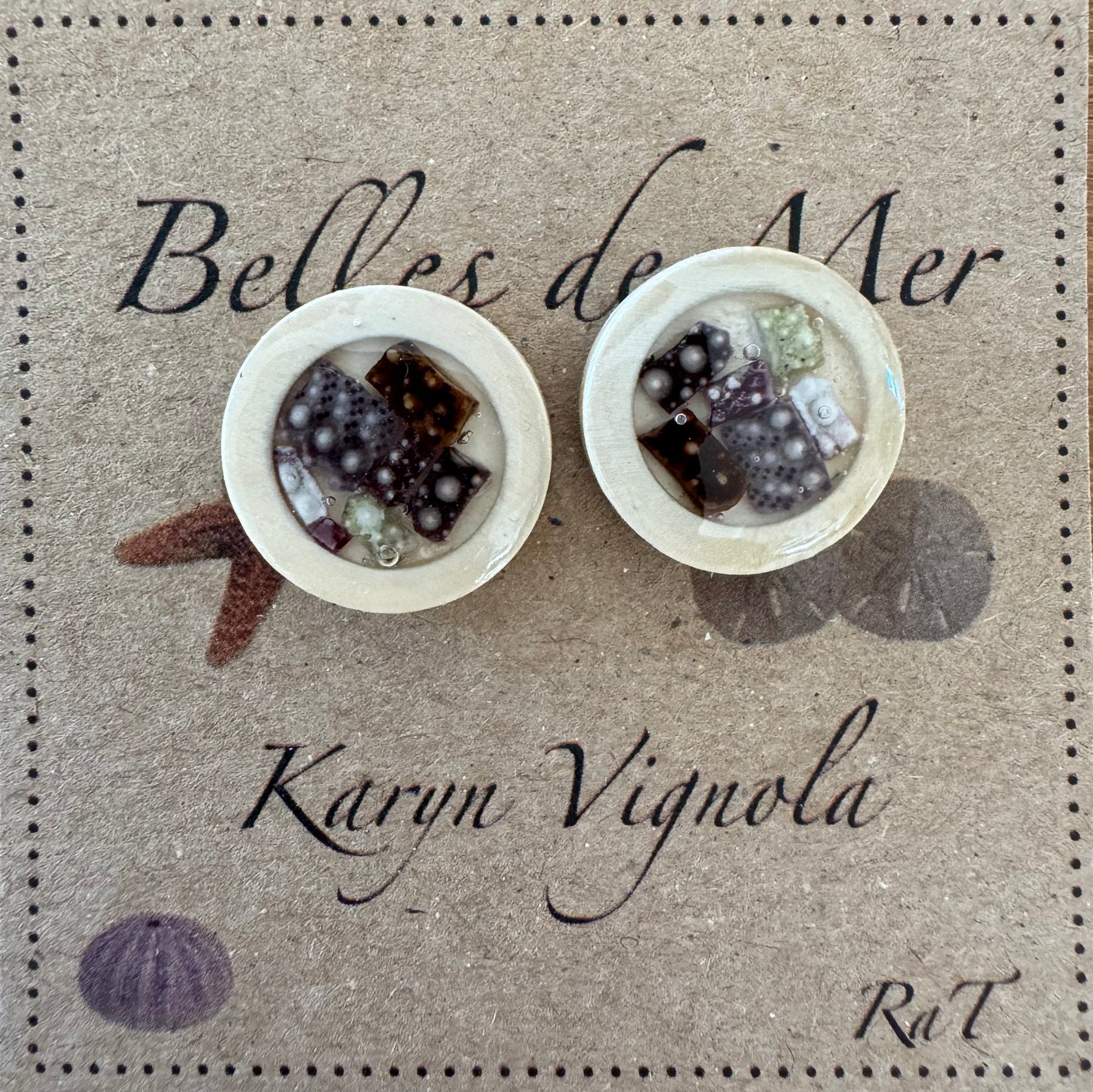 Boucles d’oreilles morceaux d'oursins verts