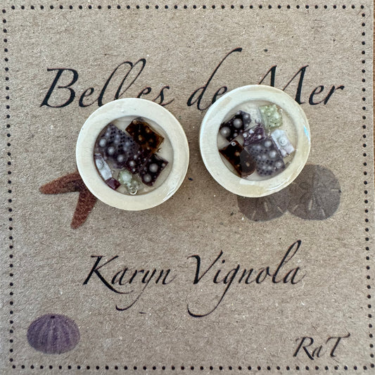 Boucles d’oreilles morceaux d'oursins verts