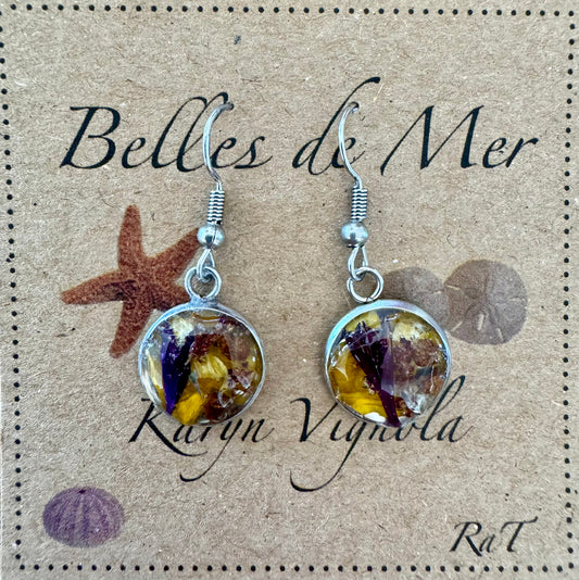 Boucles d’oreilles echinacea, fleur du bleuet et petite oseille