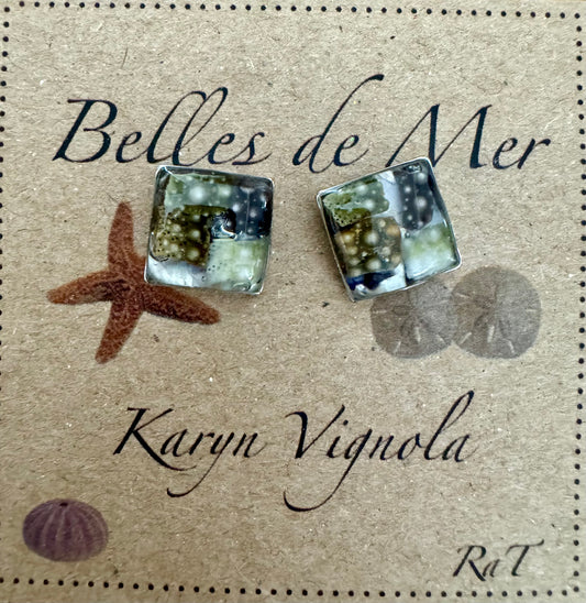 Boucles d'oreilles nacre de moules et oursins