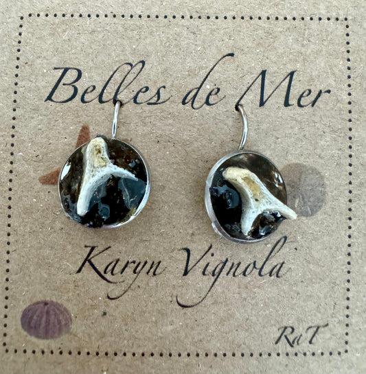 Boucles d'oreilles laitue de mer et os de poisson