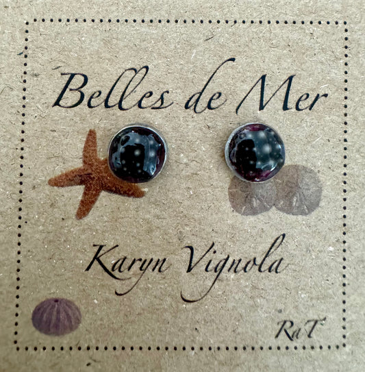 Boucles d'oreilles oursins et algues rouges