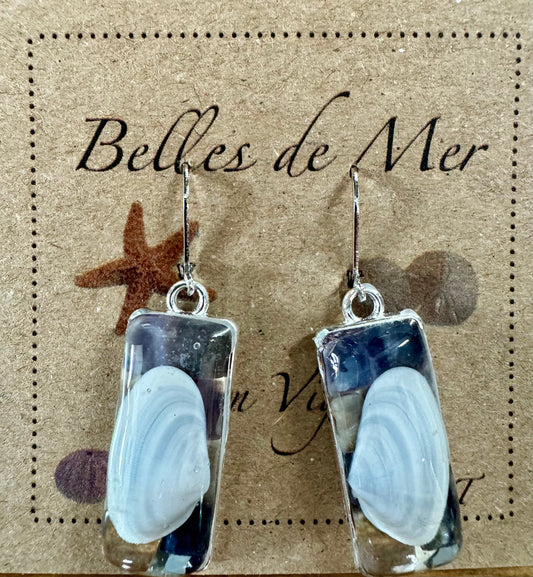 Boucles d'oreilles coquillage de palourde et moule