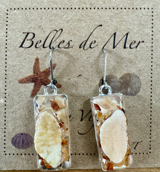 Boucles d'oreilles otolithe de morue et nacre de moule