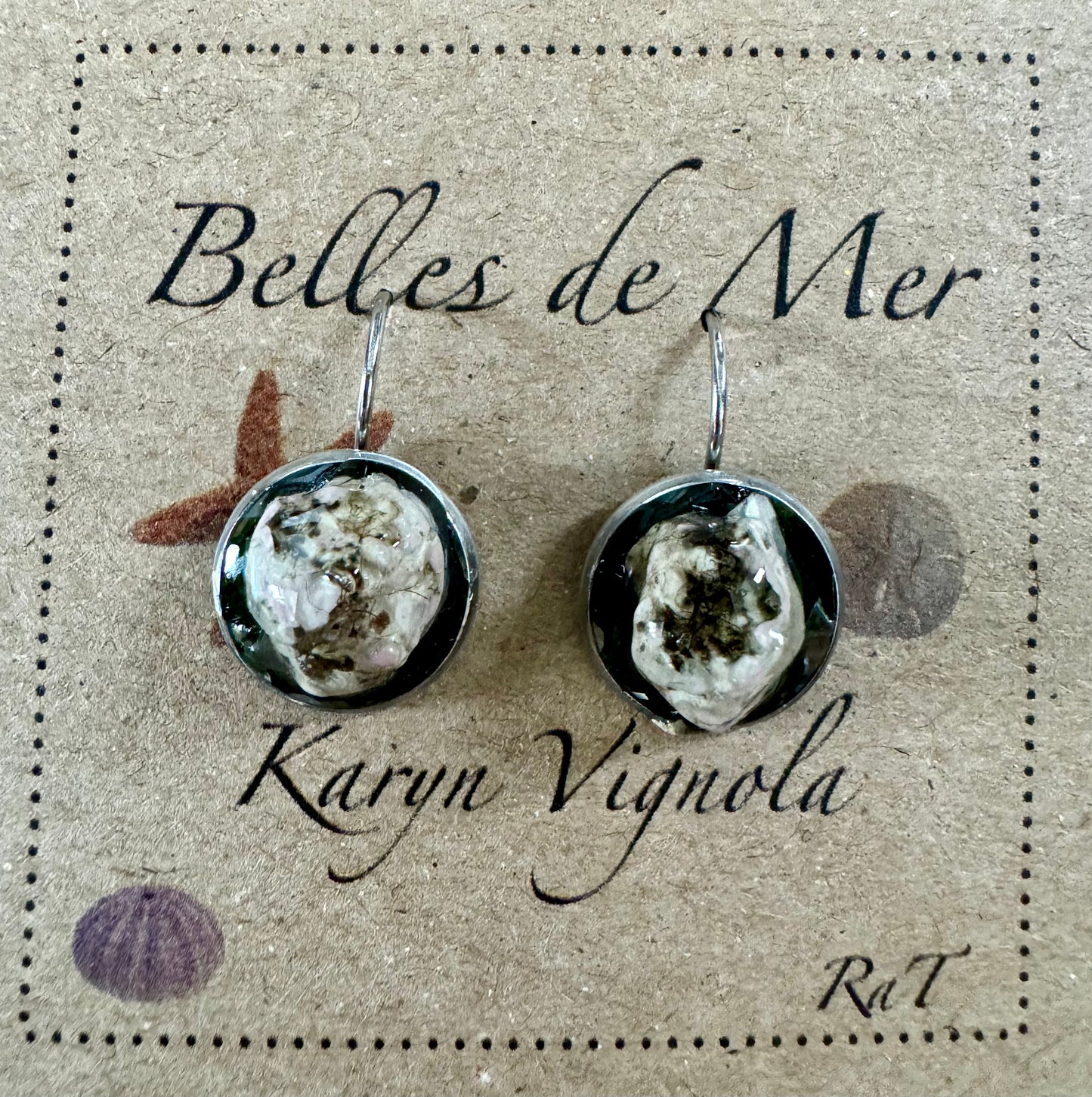 Boucles d'oreilles corail et laitue de mer