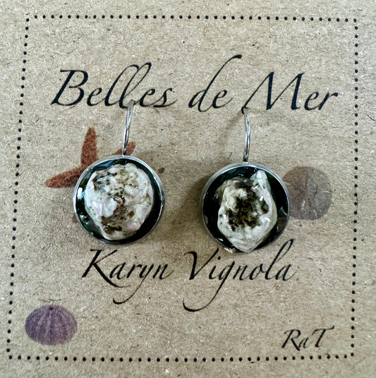 Boucles d'oreilles corail et laitue de mer