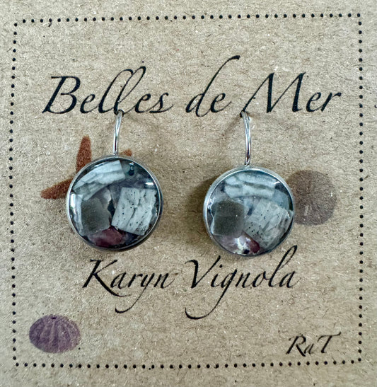 Boucles d'oreilles dollars des sables et nacre de moules