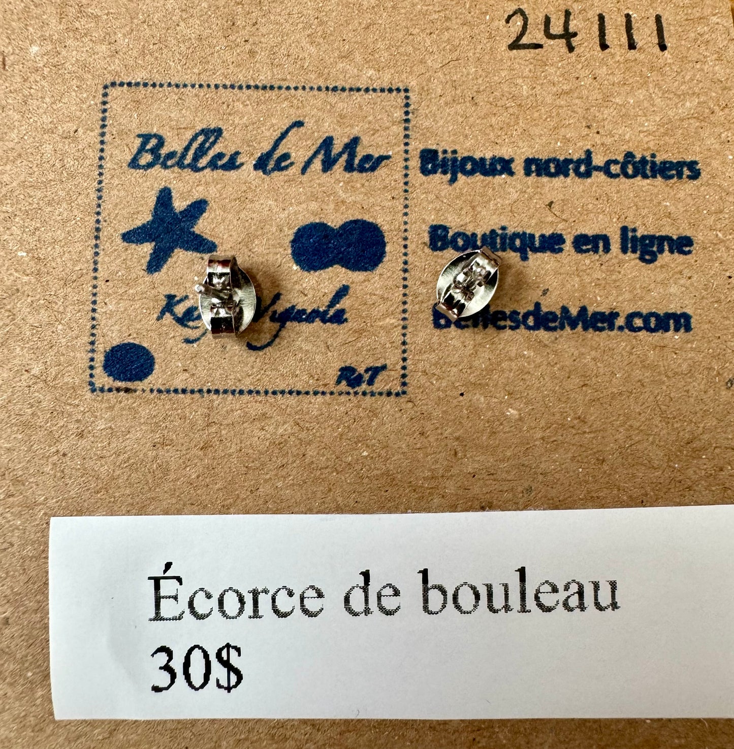 Boucles d'oreilles écorce de bouleau