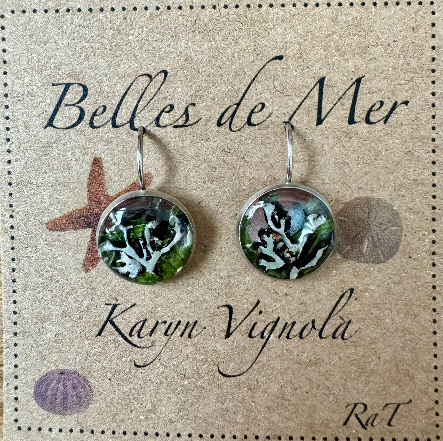 Boucles d'oreilles aiguilles de sapin et lichen