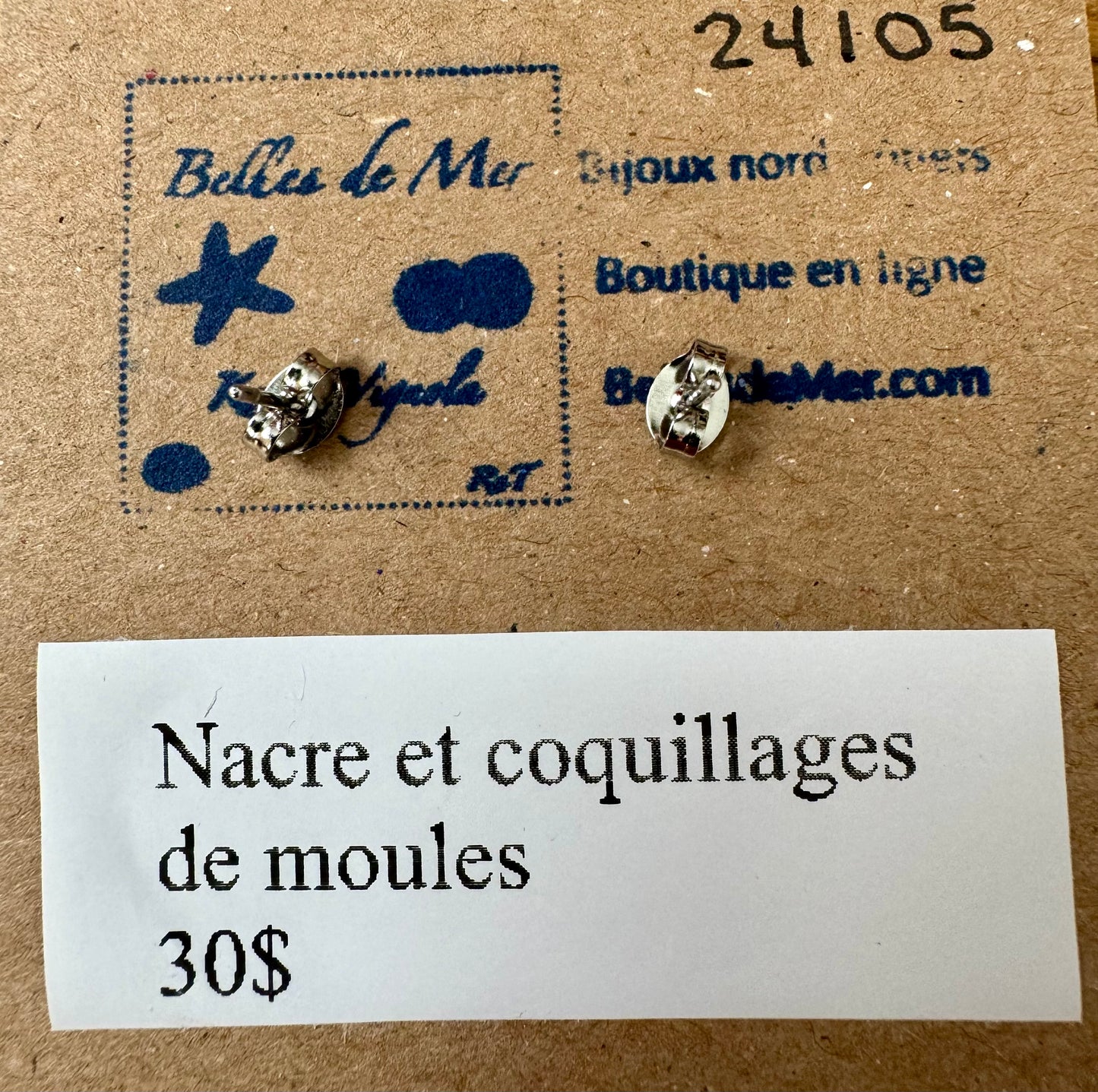 Boucles d'oreilles nacre et coquillages de moules