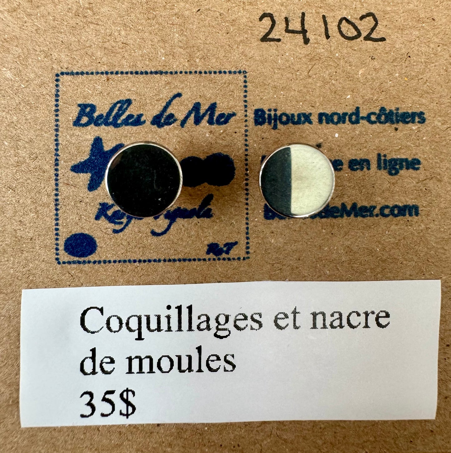 Boucles d'oreilles coquillages et nacre de moules