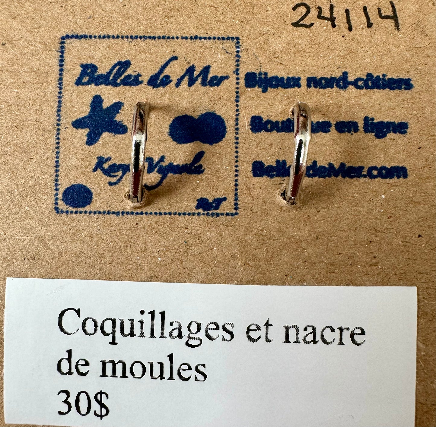 Boucles d'oreilles coquillages et nacre de moules