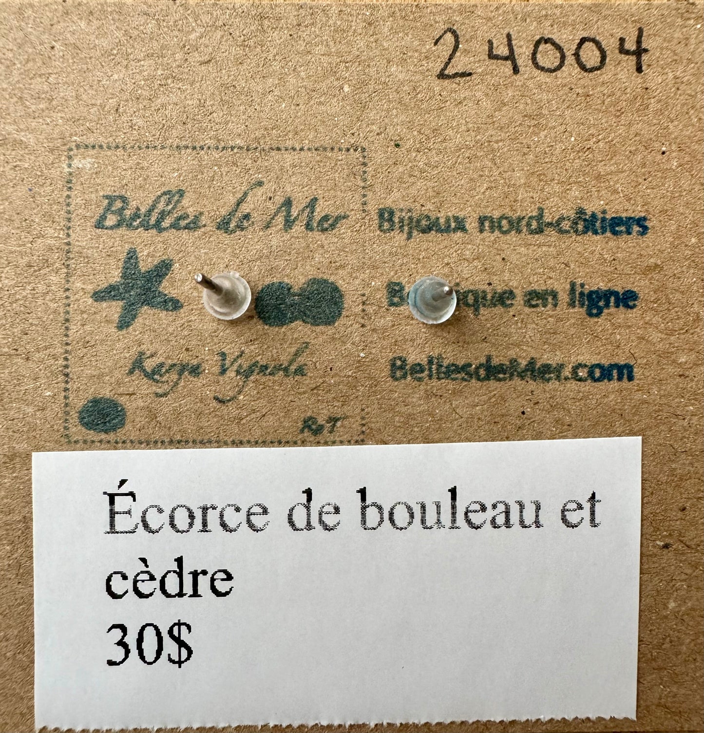 Boucles d'oreilles écorce de bouleau et cèdre