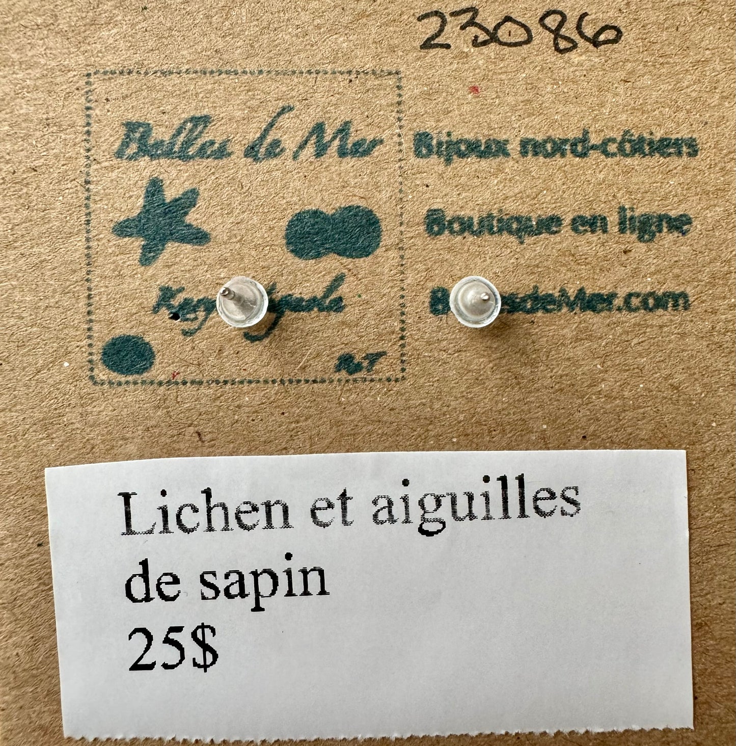 Boucles d'oreilles lichen et aiguilles de sapin