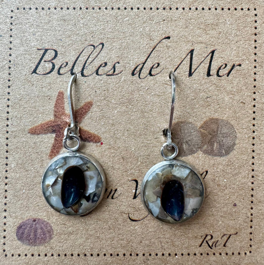 Boucles d'oreilles nacre et coquillages de moules