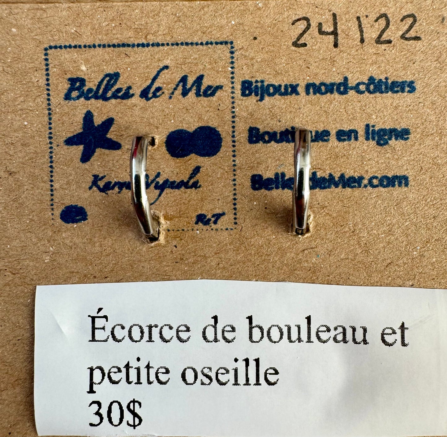 Boucles d'oreilles écorce de bouleau et petite oseille