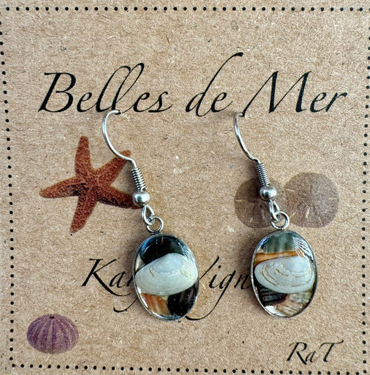 Boucles d'oreilles coquillages de pétoncles et palourdes