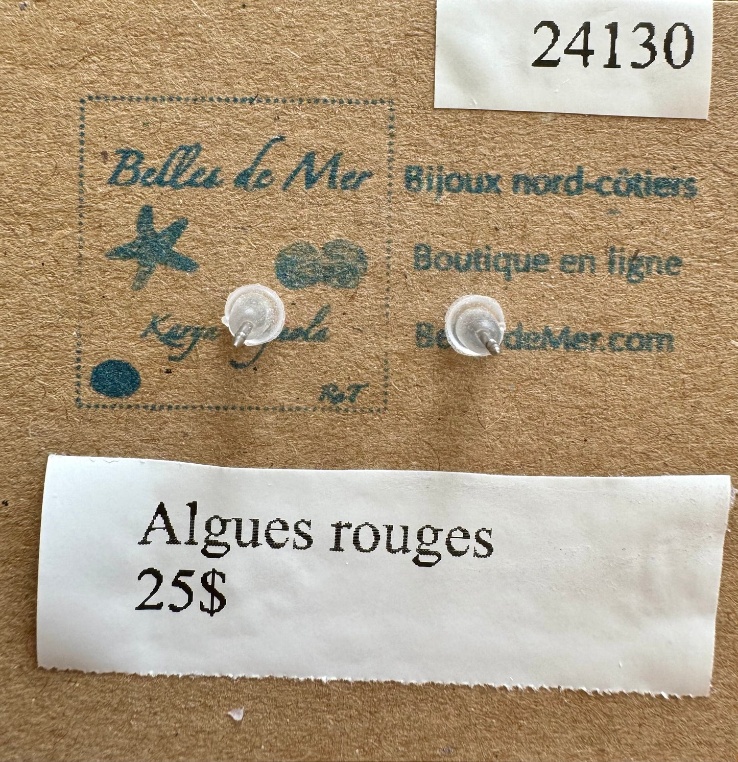 Boucles d'oreilles algues rouges