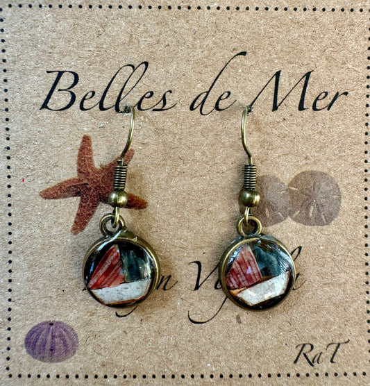 Boucles d'oreilles coquillage de pétoncles et écorce de bouleau