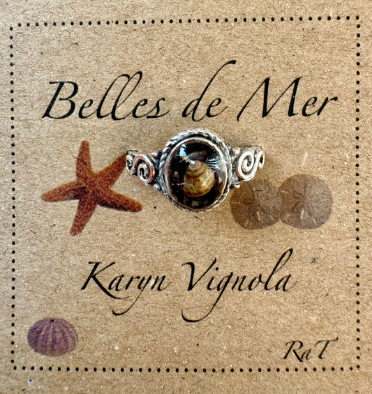 Bague coquillage de moules et escargot