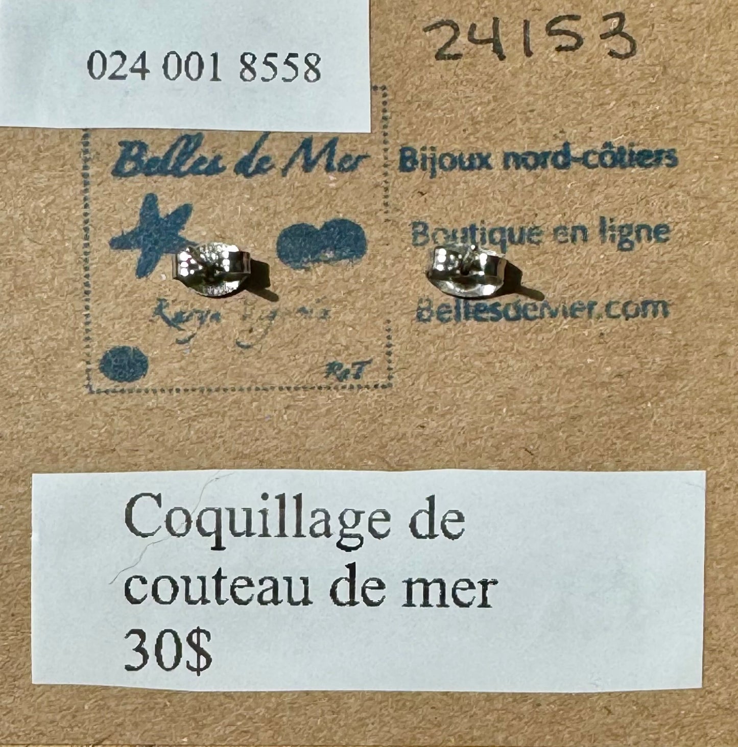 Boucles d'oreilles coquillage de couteau de mer