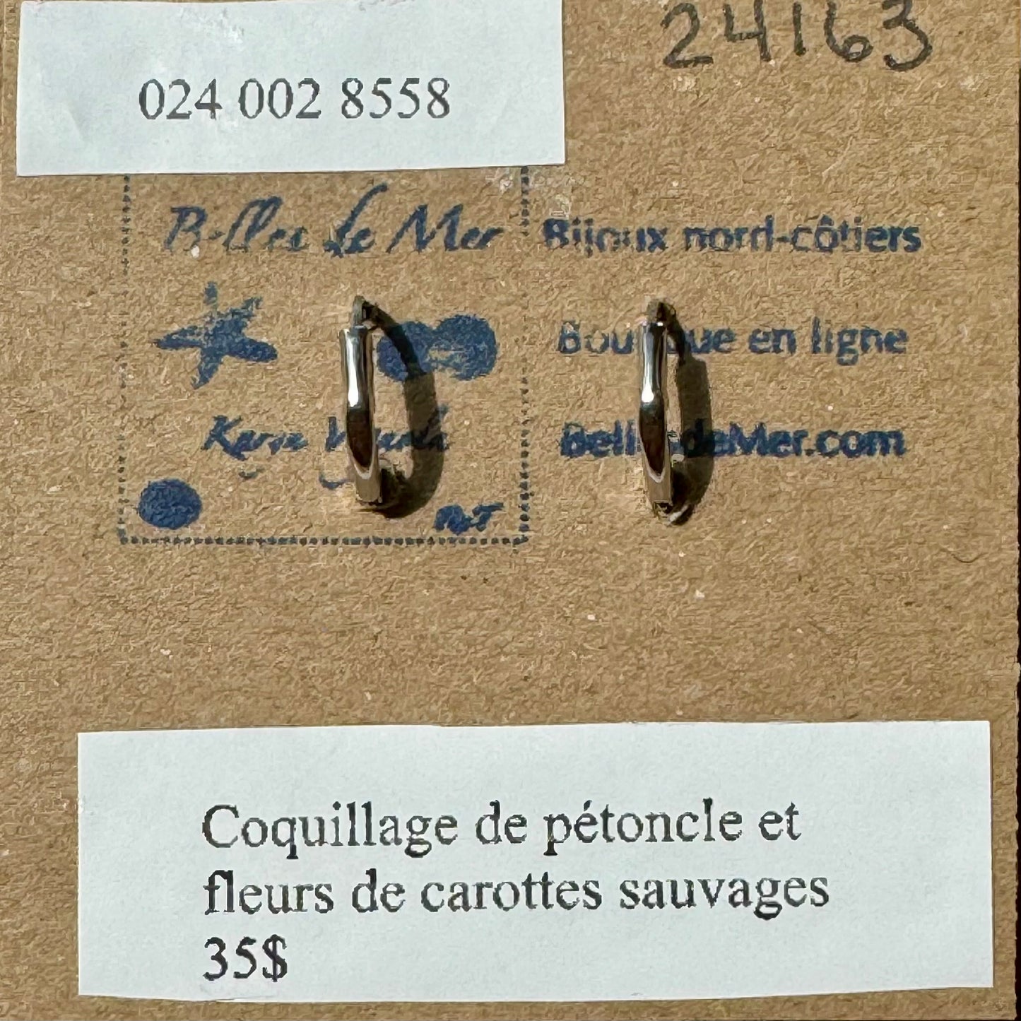 Boucles d'oreilles coquillage de pétoncle et fleurs de carottes sauvages