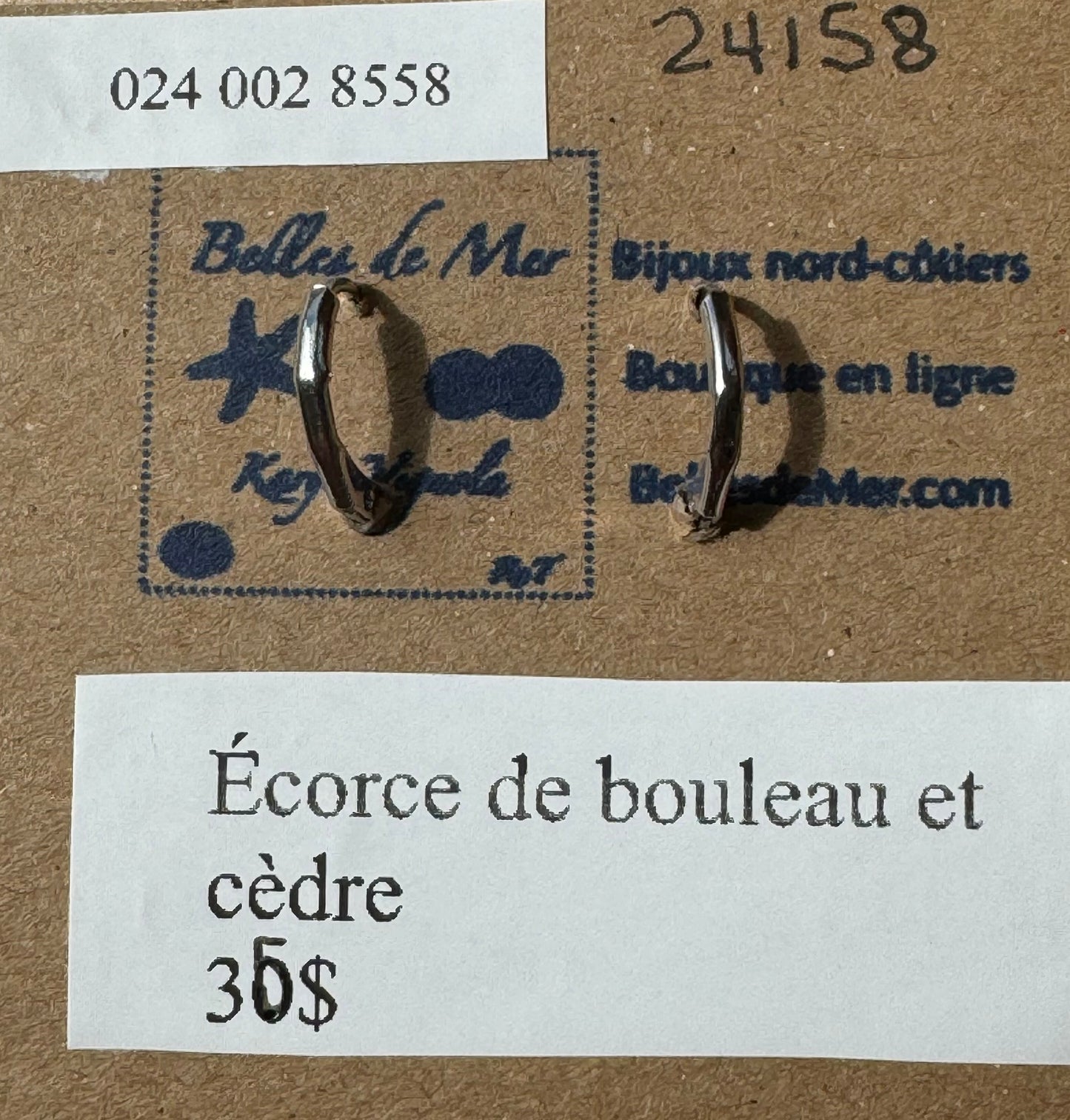 Boucles d'oreilles écorce de bouleau et cèdre