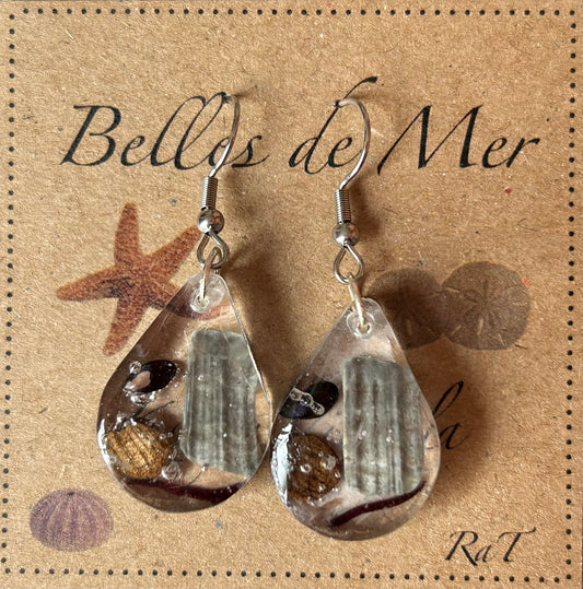 Boucles d’oreilles pétoncle moule bois