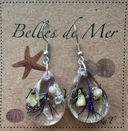 Boucles d’oreilles pétales de bleuets et gysophile