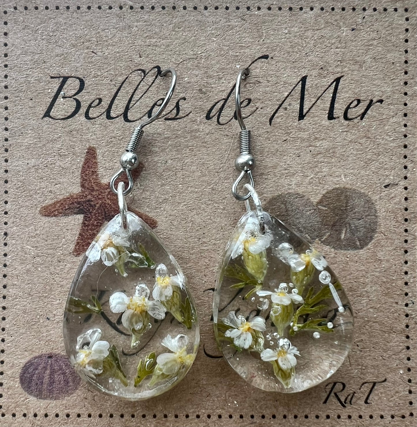 Boucles d’oreilles fleurs d’achillée millefeuille