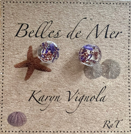 Boucles d’oreilles petite oseille et fleur de bleuet