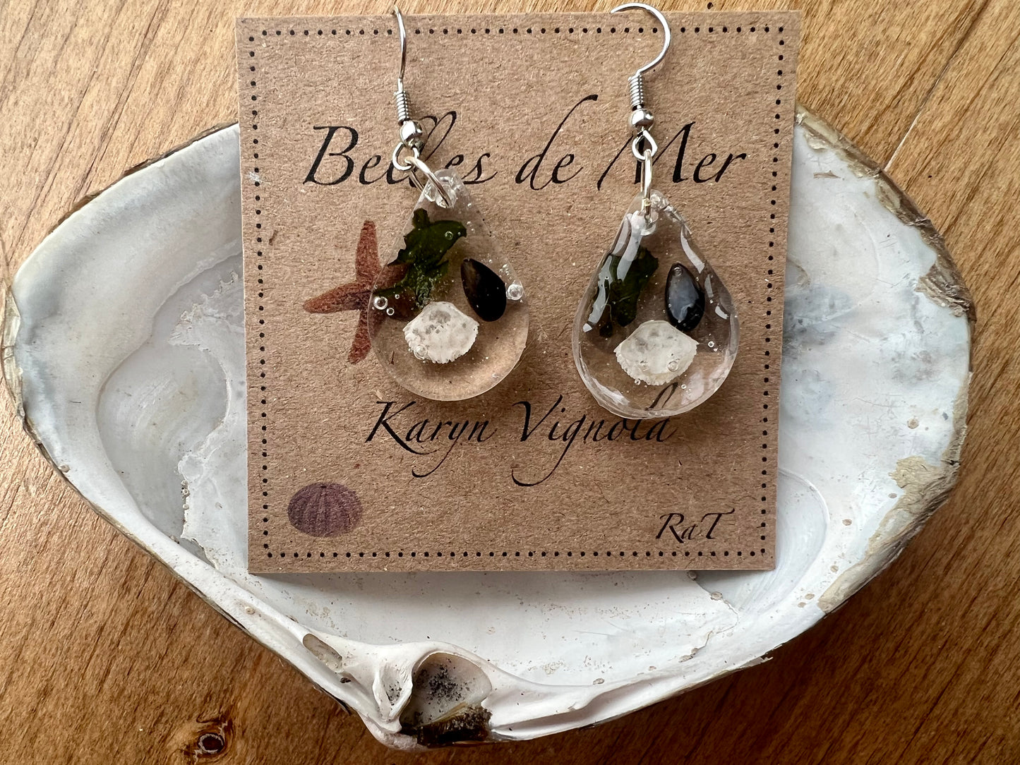 Boucles d’oreilles moule et crabe